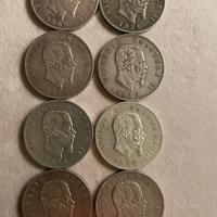 LOTTO DI 8 SCUDONI (5 LIRE VITTORIO EMANUELE II)