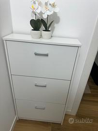 Scarpiera slim bianca 3 ante   nuova