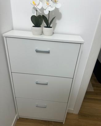 Scarpiera slim bianca 3 ante   nuova