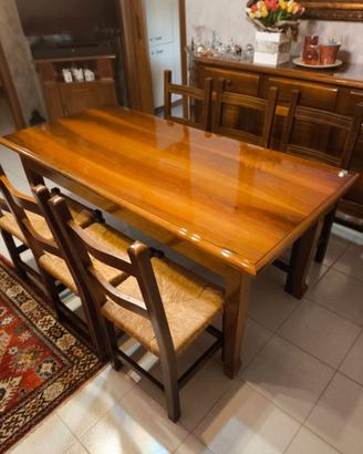 Tavolo sala da pranzo noce massello + 6 sedie