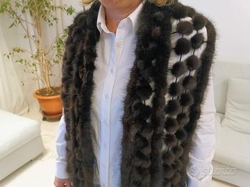 Sciarpa Scialle Soffice Vero Visone Naturale 