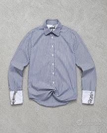 Zara Man Camicia Uomo a Righe Blu Bianca S