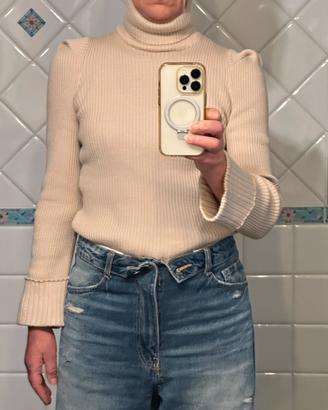 Maglione a collo alto in maglia a costine di Zinco