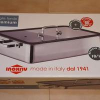 TEGLIA DA FORNO IN ACCIAIO E VETRO INOXRIV MADE IN