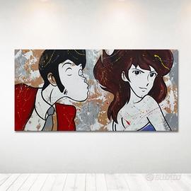 Quadro Lupin Margot Dipinto a Mano su Tela Pop Art