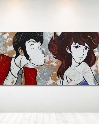Quadro Lupin Margot Dipinto a Mano su Tela Pop Art