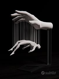 Scultura Artistica 3D - Mano con Figura Sospesa