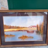 Olio su tela lago Endine e lago Iseo