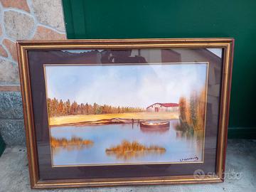 Olio su tela lago Endine e lago Iseo