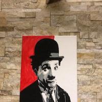 QUADRO dipinto Charlie Chaplin firmato autenticato