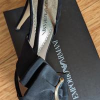 Sandali Emporio Armani in seta e pelle nera