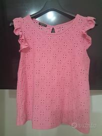 T-shirt donna rosa smanicato