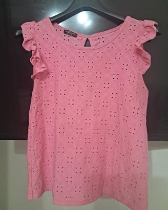 T-shirt donna rosa smanicato