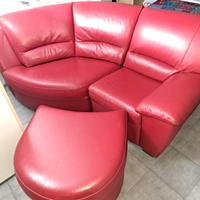 Divano angolare vera pelle Max Relax rosso
