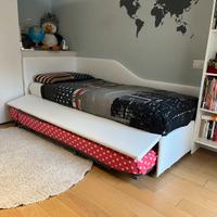 Letto singolo similpelle con letto estraibile