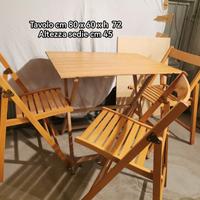 Tavolo pigjevole da giardino + 3 sedie  pieghevoli