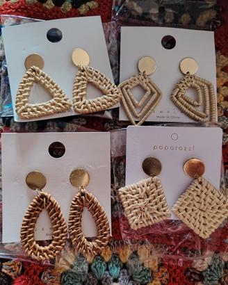 4 Paia di orecchini pendenti geometrici in stile b