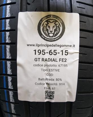2 GOMME 195 65 15 GT RADIAL A67195