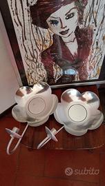 2xPorta candele da muro in alluminio con specchio