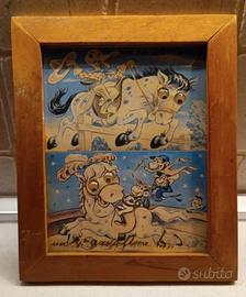 Quadro Con Cartoline Cavallo Con Occhi Mobili.