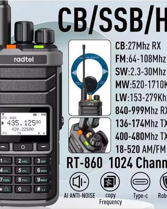 Radtel RT-860 ricetrasmittente scanner banda aerea