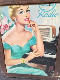 Antico poster pubblicitario di una marca di radio