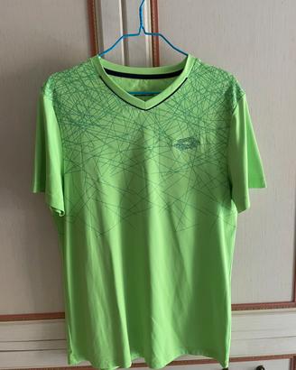 T-shirt Tennis Lotto Verde Fluo Nero Uomo