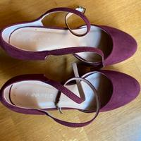 Decollete camoscio borgogna