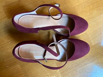 Decollete camoscio borgogna