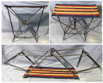 Sedia pieghevole da campeggio anni '50 sgabellino