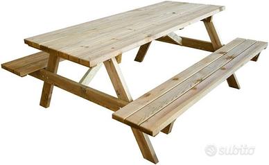 TAVOLO PICNIC LEGNO CAMPEGGIO 170x180x70 cm