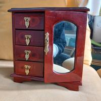 Portagioie in legno vintage con specchio