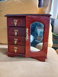 Portagioie in legno vintage con specchio