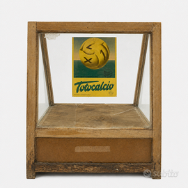 Vetrina da banco vintage Totocalcio in legno