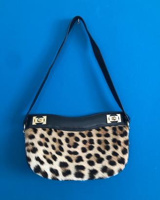 Borsa vintage anni 60 - Pelo e pelle nera