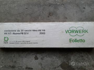 Confezione 20 sacchi filtro VK117 Vorwerk Folletto