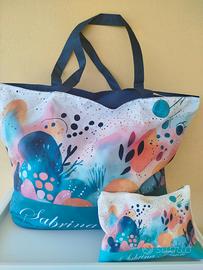 set borsa mare con pochette nuova con etichetta
