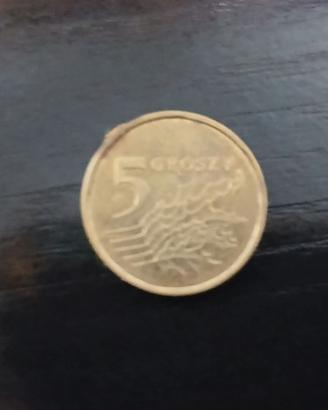 Moneta polacca anno 2018 da 5 Groszy.