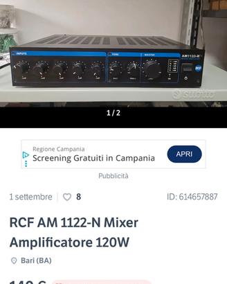 Mixer amplificatore rcf am1122n