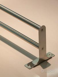 Porta asciugamani doppio da parete in acciaio inox