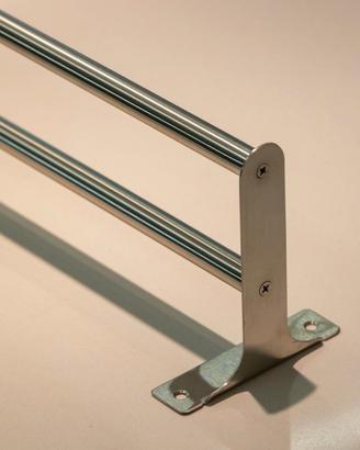 Porta asciugamani doppio da parete in acciaio inox