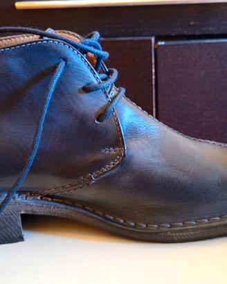 Polacchine vera pelle HUNDRED 100 blu notte/nero