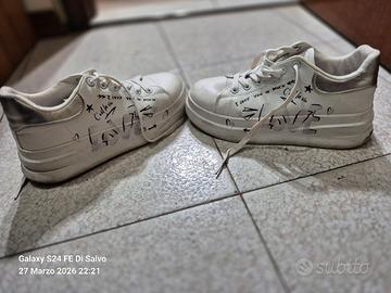 Scarpe donna bianche con scritte