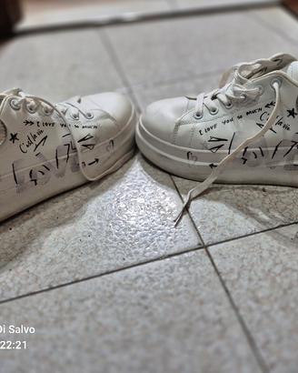 Scarpe donna bianche con scritte