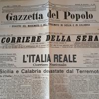 Prime pagine quotidiani Terremoto Messina