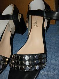 sandali donna n.37 nere con Tomaia pelle