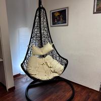 Dondolo pensile antracite con supporto e cuscini