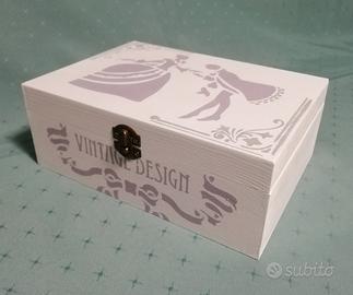 Cofanetto portagioie, trucchi - legno shabby