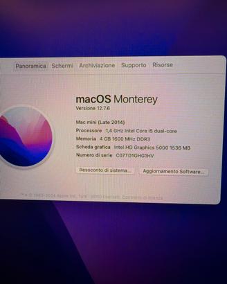 Mac Mini (Late 2014) - Intel i5 - 4GB RAM