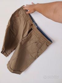 Pantaloni bermuda beige da uomo in cotone Zara Man